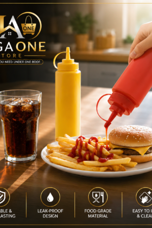 Leak-Proof Squeeze Condiment Bottles Set – Food Grade Plastic Dispenser for Ketchup, Mustard & Sauces