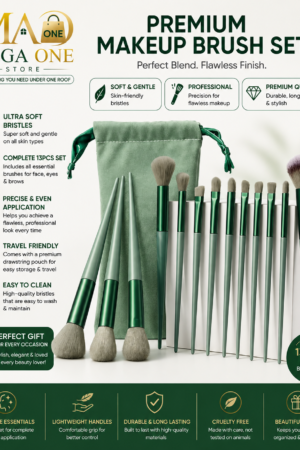 Premium 13-Piece Makeup Brush Set with Velvet Pouch – Ultra Soft Bristles Professional Cosmetic Kit